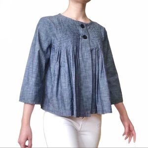 Gap Pleated Chambray Cropped Jacket